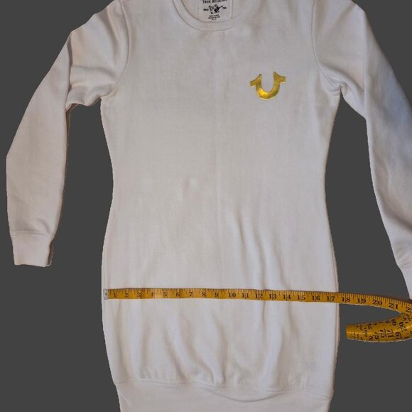 NWOT True Religion White Long Sleeve Sweatshirt Dress - Picture 12 of 14